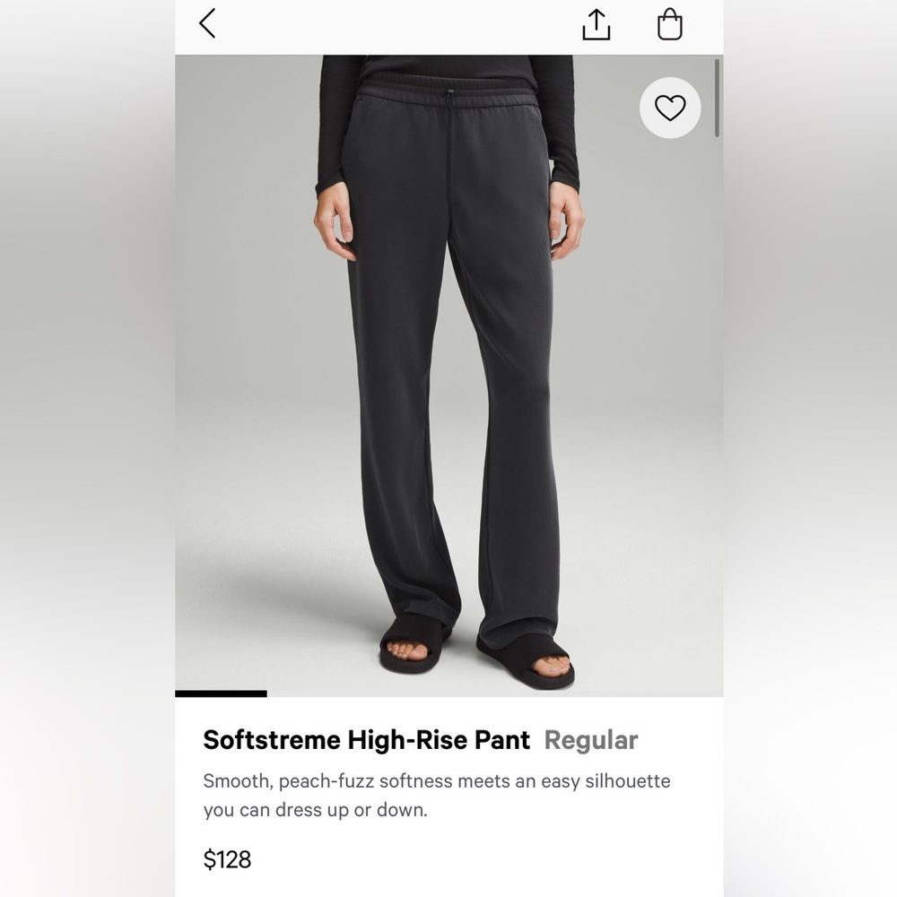 Lululemon softstreme pant size 6 black (grey black) worn twice great condition
